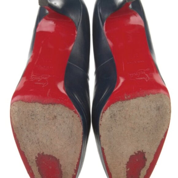 Christian Louboutin Leather Pumps - size 37.5 in NAVY - Picture 3 of 4